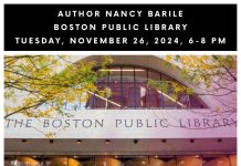 Boston Public Library 11/26: Nancy Barile’s I’M NOT HOLDING YOUR COAT Nancy Barile Boston Public Library